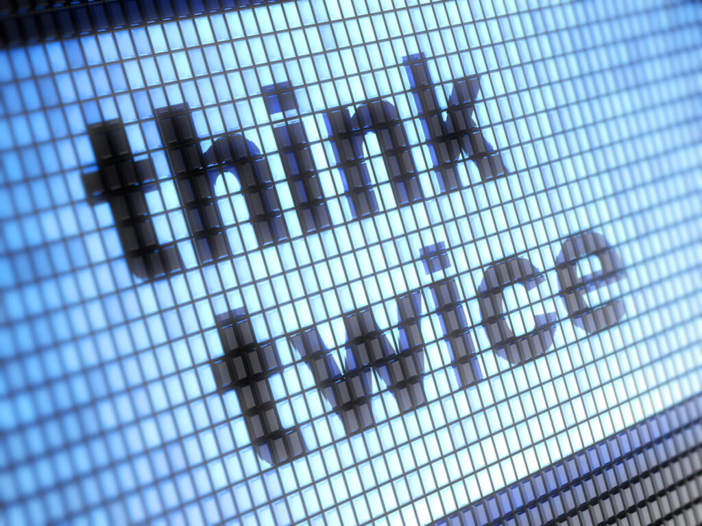 digital screen with the words "think twice"